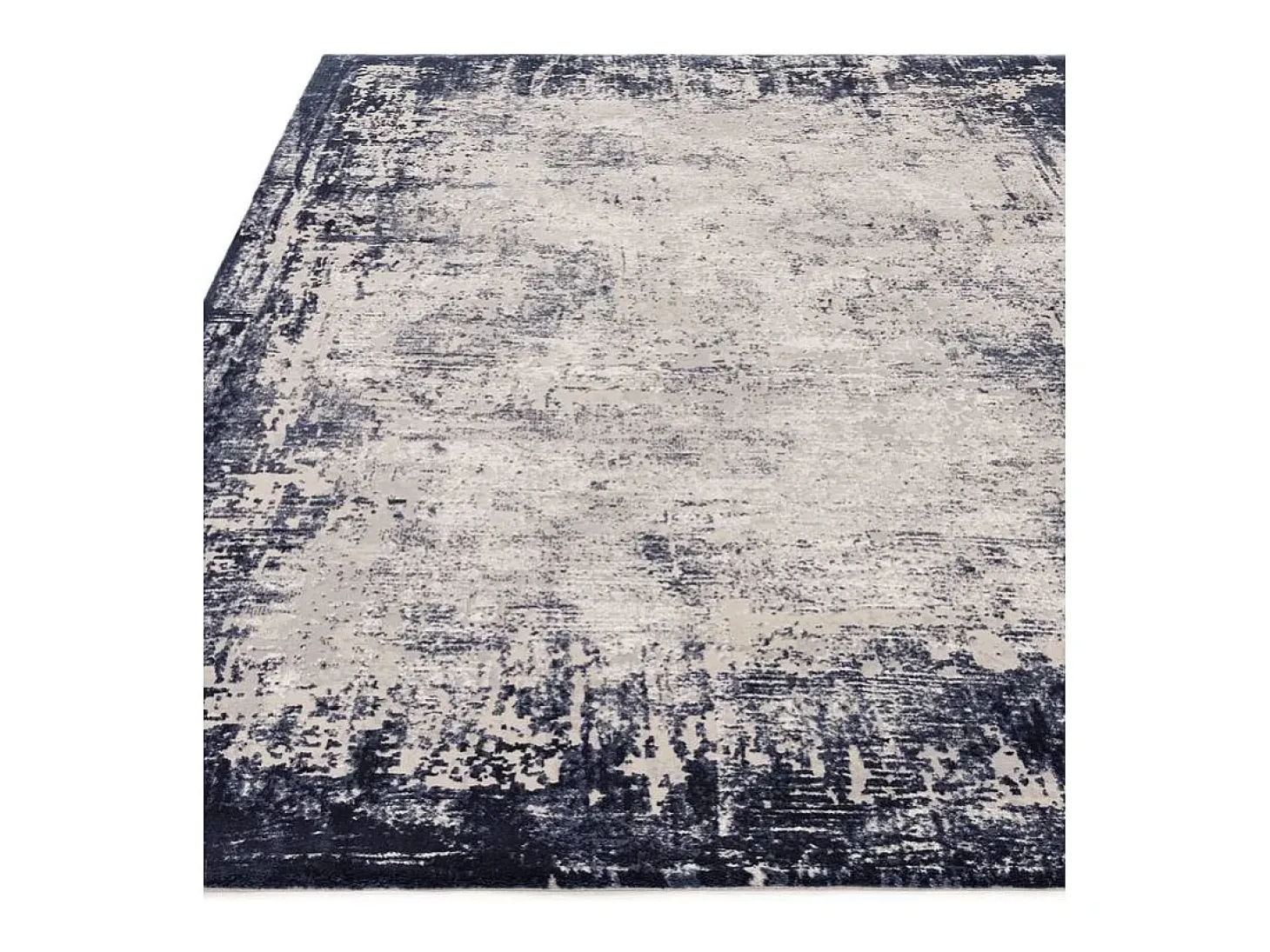 Alfombra abstracta - 200x290cm - azul marino, crema - Kuza Border
