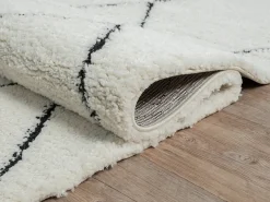 Sale the carpet Alfombra Bahar Shaggy moderna patrón rombos, negro , 200 x 290 cm Blanco
