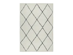 Alfombra Bahar Shaggy moderna patrón rombos, negro blanco, 120 x 170 cm