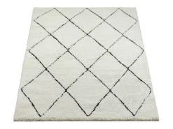 the carpet Alfombra De Salón^Alfombra Bahar Shaggy moderna patrón rombos, negro , 160 x 230 cm Blanco