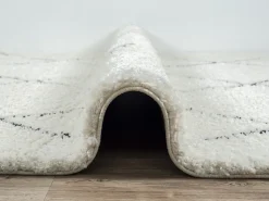 Alfombra Bahar Shaggy moderna patrón rombos, negro blanco, 120 cm redonda
