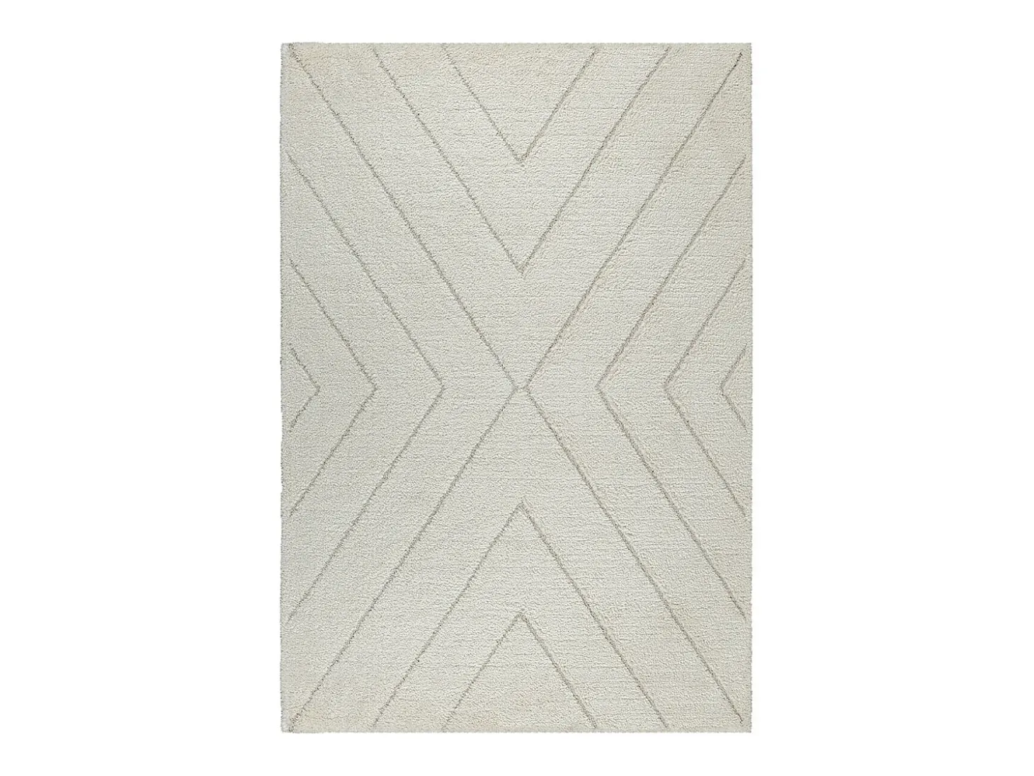 Alfombra Bahar Shaggy patrón triángulos, crema, 200 x 290 cm