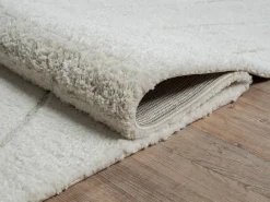 Alfombra Bahar Shaggy patrón triángulos, crema, 200 x 290 cm