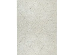 Alfombra Bahar Shaggy patrón rombos, crema, 200 x 290 cm