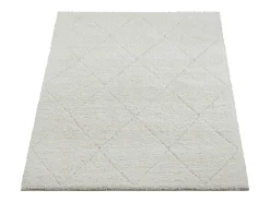 Alfombra Bahar Shaggy patrón rombos, crema, 200 x 290 cm