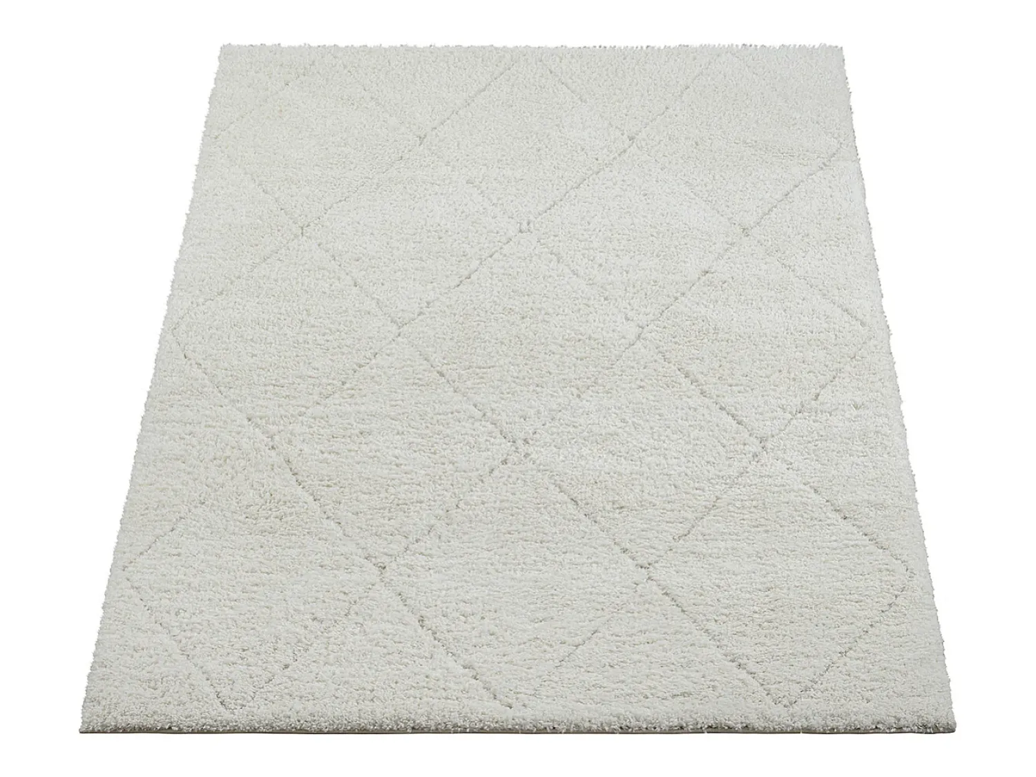 the carpet Alfombra De Salón^Alfombra Bahar Shaggy patrón rombos, , 160 x 230 cm Crema