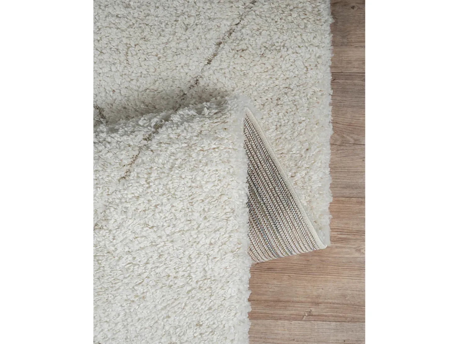 Alfombra Bahar Shaggy patrón rombos, crema, 120 x 170 cm