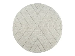 Clearance the carpet Alfombra Bahar Shaggy patrón triángulos, , 120 cm redonda Crema