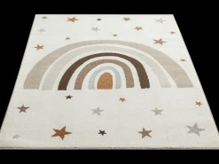 Alfombra Beat Kids Moderna Infantil Arcoíris Estrellas Pastel - Crema - 200x280 cm