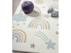 Outlet the carpet Alfombra Beat Kids Moderna Suave Infantil - - 120 cm Redonda Crema