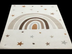 the carpet Alfombra De Salón|Alfombra Infantil^Alfombra Beat Kids Moderna Infantil Arcoíris Estrellas Pastel - - 120x170 cm Crema
