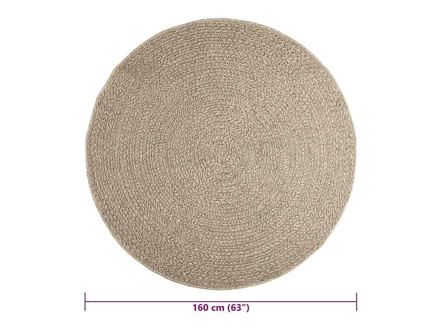 Alfombra De Cocina|Alfombra Redonda^Alfombra ZIZUR Ø 160cm aspecto yute para interior y exterior Beige