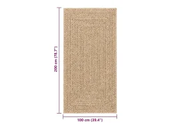 Outlet Alfombra ZIZUR 80x250 cm efecto yute para interior y exterior Beige