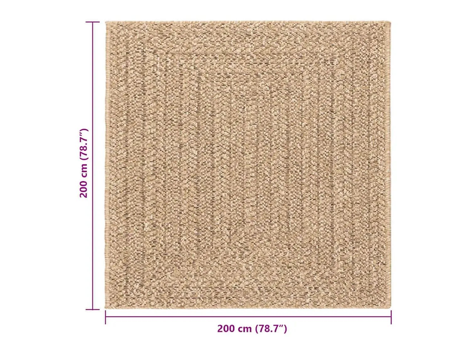Alfombra De Cocina|Alfombra Redonda^Alfombra ZIZUR 240x240 cm efecto yute para interior y exterior Beige