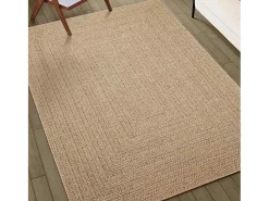 Alfombra De Cocina|Alfombra Redonda^Alfombra ZIZUR 240x240 cm efecto yute para interior y exterior Beige