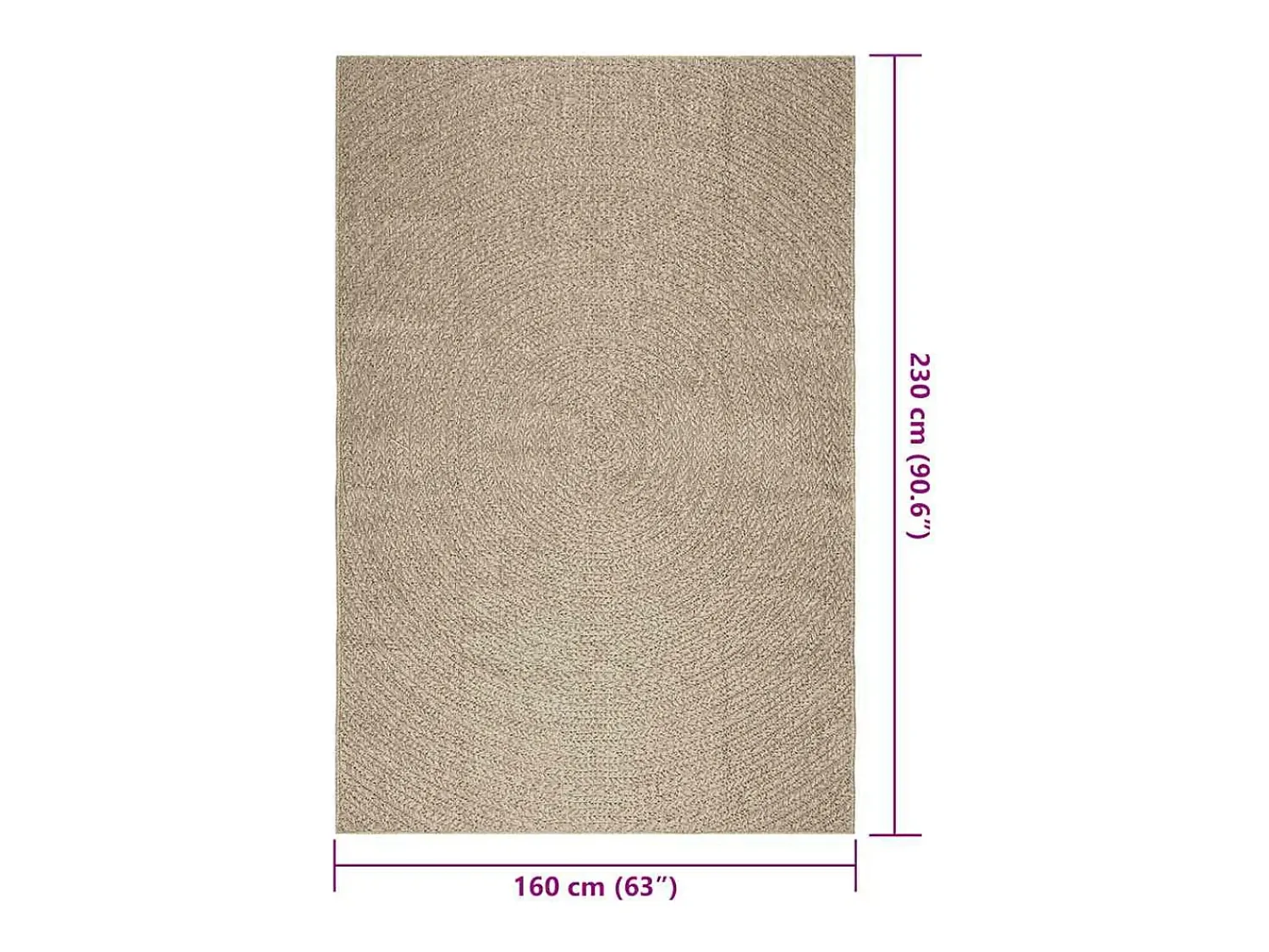 Alfombra De Cocina^Alfombra ZIZUR 160x230 cm efecto yute para interior y exterior Beige