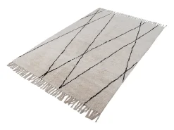 Miliboo Alfombra De Salón^Alfombra bereber con flecos de algodón de color crudo 160 × 230 cm HODNA Blanco