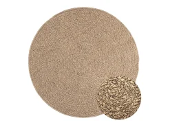 Clicnbuy Alfombra De Exterior|Alfombra Redonda^Alfombra con aspecto de yute interior y exterior 120 cm Marru00f3n