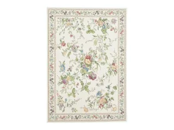 Alfombra con borde y motivos florales 70x120 cm Crema Flomi