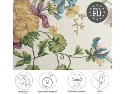 Alfombra con borde y motivos florales 70x120 cm Crema Flomi