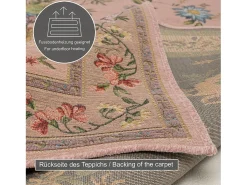 Alfombra con borde y motivos florales 200x290 cm Rosa Flomi