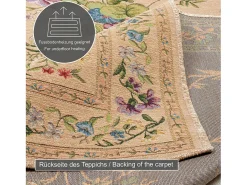 Alfombra con borde y motivos florales 160x230 cm Beige Flomi
