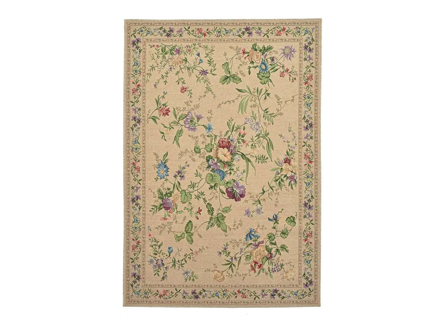 Alfombra con borde y motivos florales 160x230 cm Beige Flomi