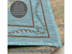 Alfombra con borde y motivos florales 160x230 cm Turquesa Flomi