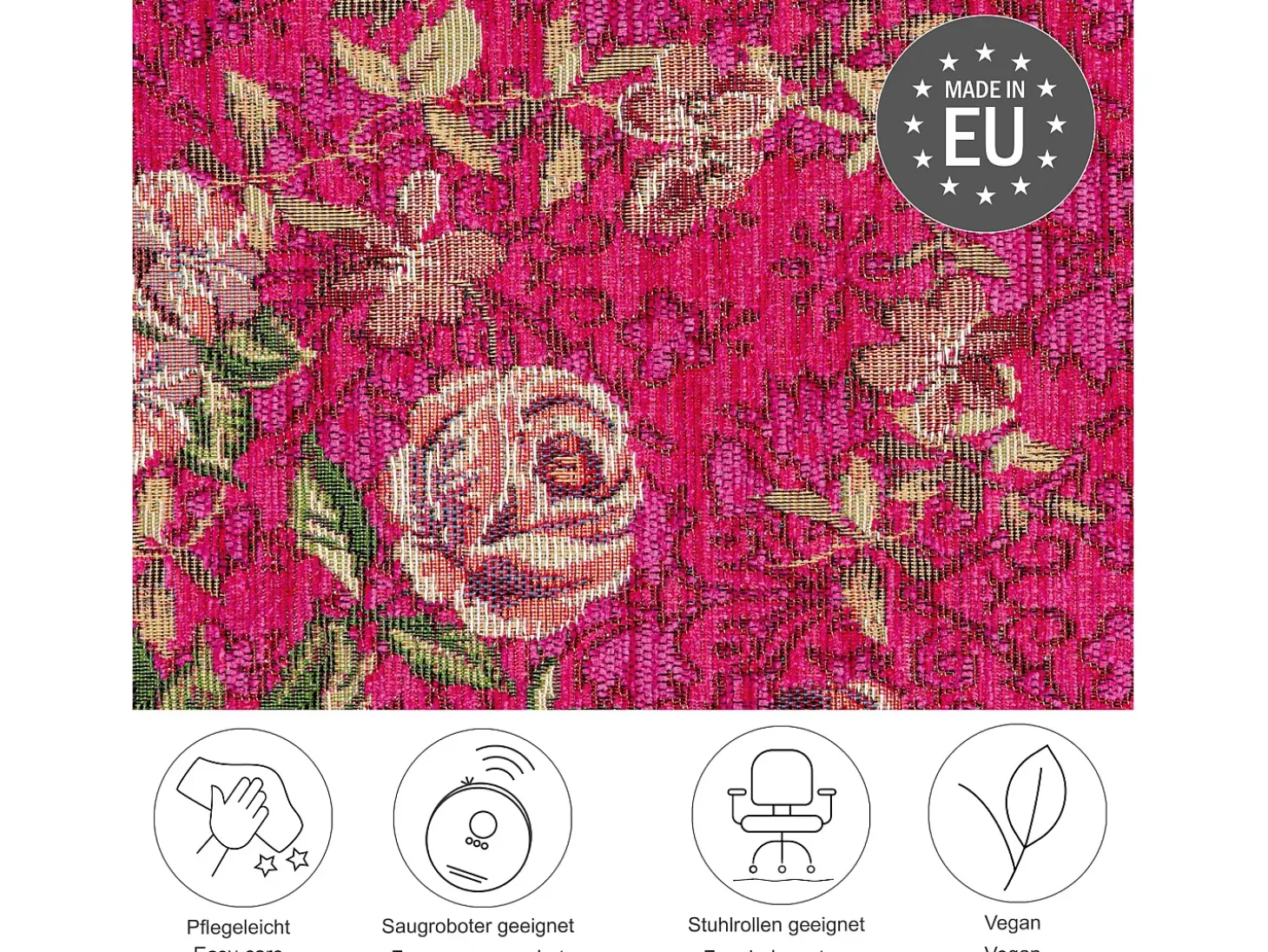 Alfombra con borde y motivos florales 160x230 cm Rosa Flomi