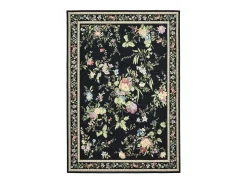 Alfombra con borde y motivos florales 140x200 cm Flomi Negro