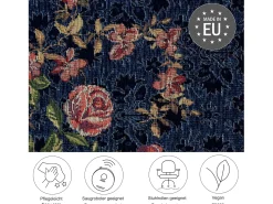 Alfombra con borde y motivos florales 200x290 cm Azul Flomi
