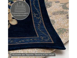 Alfombra con borde y motivos florales 200x290 cm Azul Flomi