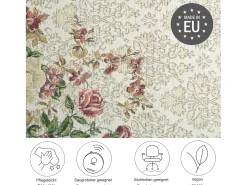 Alfombra con borde y motivos florales 80x150 cm Beige Flomi