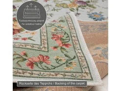 Alfombra con borde y motivos florales 80x150 cm Menta Flomi