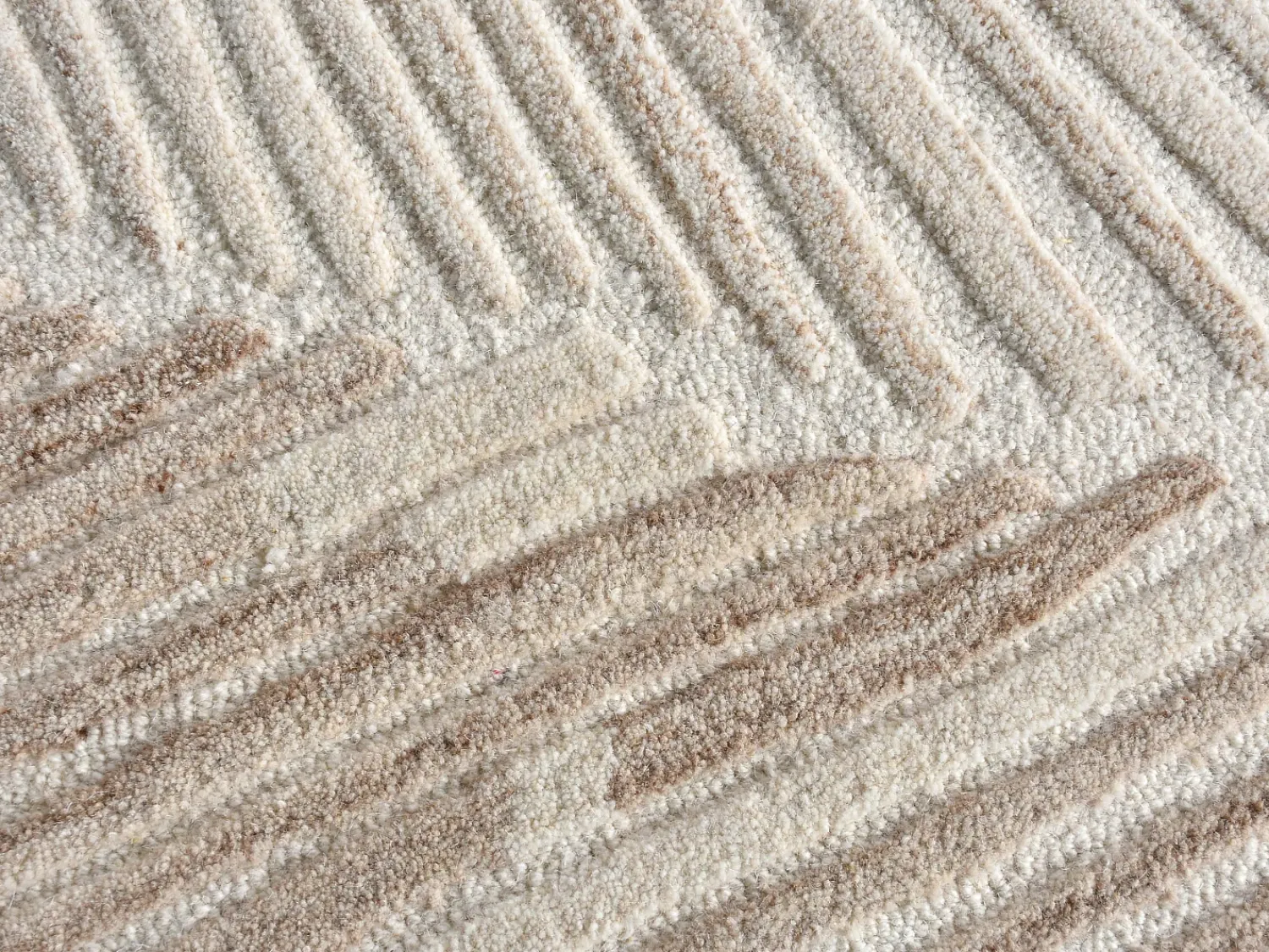 OZAIA Alfombra De Salón^Alfombra con relieve 100% lana hecha a mano - 160 x 230 cm - 2200g/m2 - Marfil - SERAPHINA Marru00f3n / Marfil