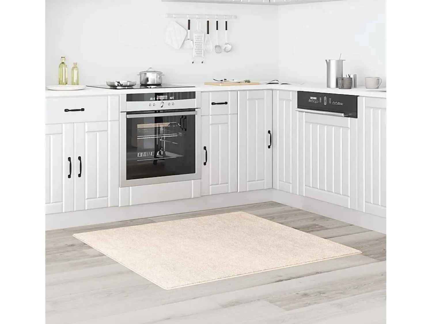 Alfombra De Cocina|Alfombra Redonda^Alfombra Crema 120 x 120 cm Polipropileno Blanco