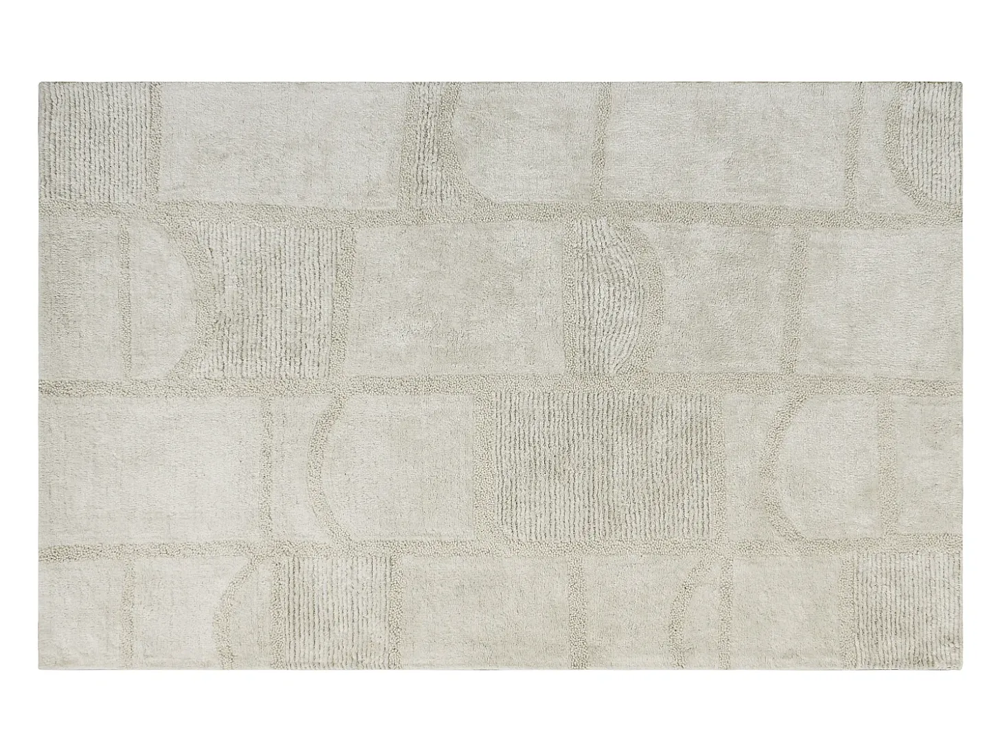 Alfombra de algodón con relieve hecha a mano - 200 x 290 cm - 1800g/m2 - Marfil - HAZELA