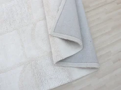 Alfombra de algodón con relieve hecha a mano - 200 x 290 cm - 1800g/m2 - Marfil - HAZELA