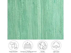 Alfombra De Salón^Alfombra de algodón tejida a mano y reversible 90x160 cm Menta Happy Cotton Verde almendra