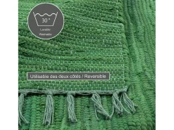 Alfombra De Salón^Alfombra de algodón tejida a mano y reversible 60x120 cm Verde oscuro Happy Cotton Verde pino
