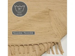 Alfombra de algodón tejida a mano y reversible 90x160 cm Naturaleza Happy Cotton