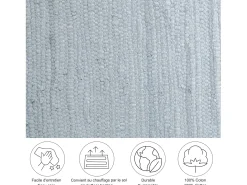 Alfombra de algodón tejida a mano y reversible 90x160 cm Gris Happy Cotton