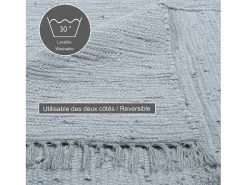 Alfombra de algodón tejida a mano y reversible 40x60 cm Gris Happy Cotton