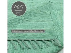 Alfombra de algodón tejida a mano y reversible 120x180 cm Menta Happy Cotton