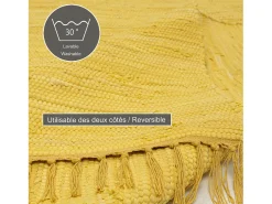 Alfombra de algodón tejida a mano y reversible 120x180 cm Amarillo Happy Cotton