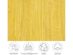 Alfombra de algodón tejida a mano y reversible 120x180 cm Amarillo Happy Cotton
