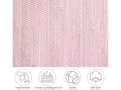 Alfombra de algodón tejida a mano y reversible 40x60 cm Rosa Happy Cotton
