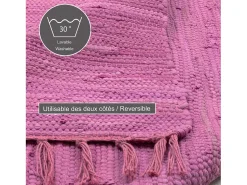 Alfombra De Salón^Alfombra de algodón tejida a mano y reversible 70x140 cm Fuchisa Happy Cotton Fucsia
