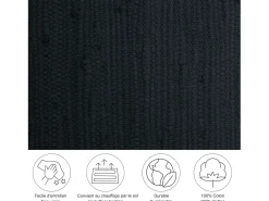 Alfombra de algodón tejida a mano y reversible 90x160 cm Negro Happy Cotton