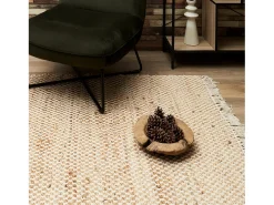 The Home Deco Factory Alfombra De Salón^Alfombra de arpillera con flecos 120x170 cm Marru00f3n